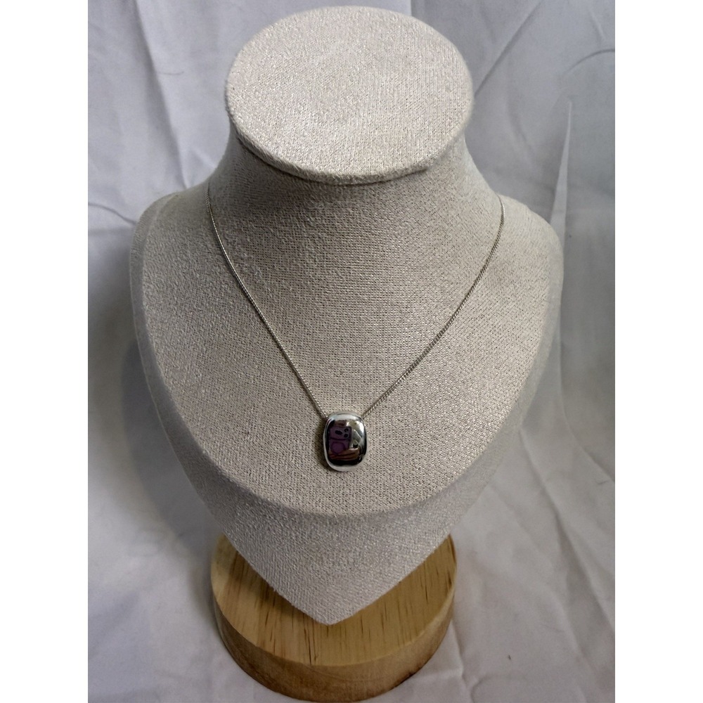 Women's Sterling Silver Round Oval Pendant 925 SU Chain Necklace 8 Inches